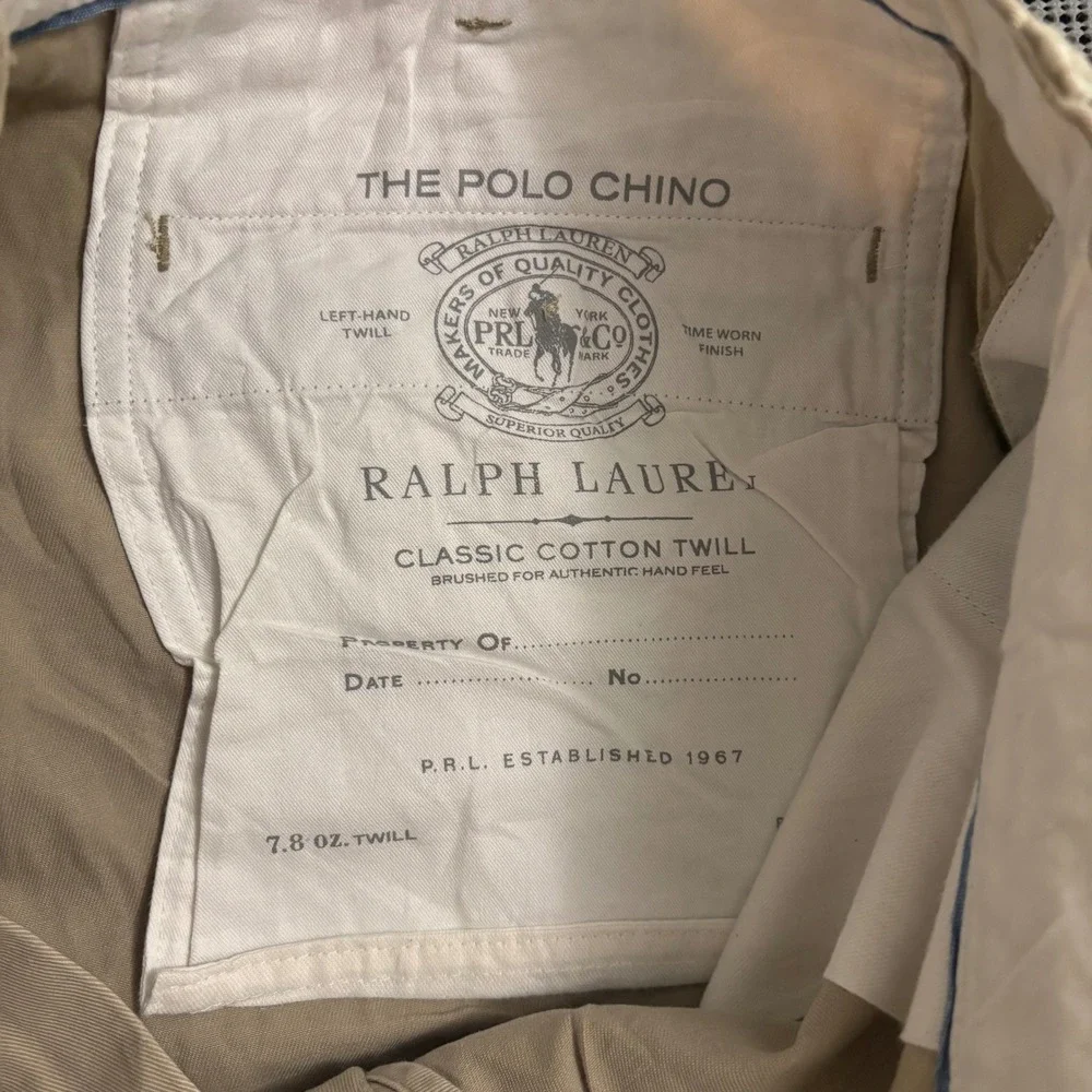 Polo Ralph Lauren Classic Fit Chino Pants Tan Khaki Cotton Twill Mens 38x30
